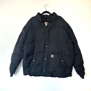Carhartt Down Coat Feather Puffer Black Full Zip Winter Jacket Full Zip 2XL